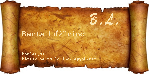 Barta Lőrinc névjegykártya